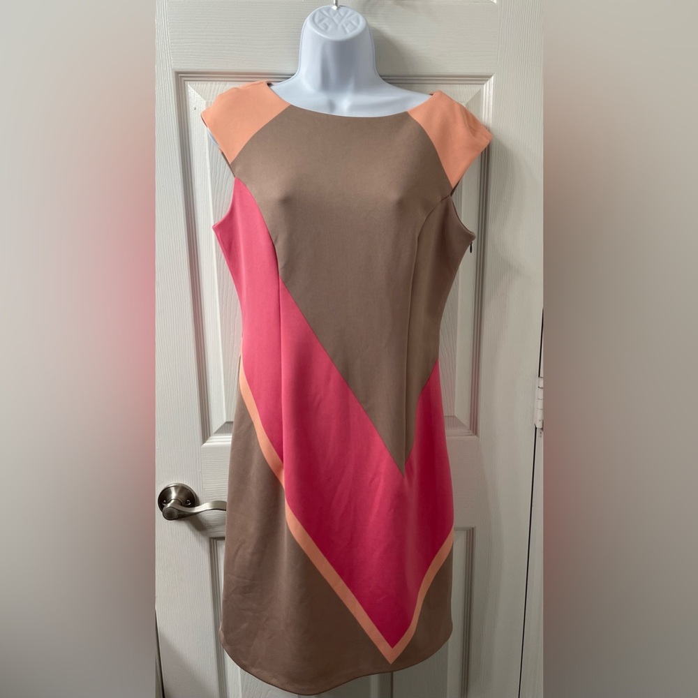 Maggy London Pink and Tan Dress-Size 10